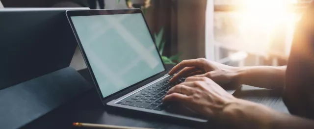 visto sulle mani di una persona che sta scrivendo al computer